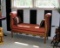 Elegant Rose Upholstered Window Settee w/ Gilded Wood Finish by Henredon