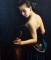 Decorator Framed Oil on Canvas, Female Violinist, Unsigned