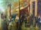 Decorator Framed Oil on Canvas, Street Scene, Signed D. Martin