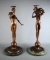 Pair of Bronze Nymphs 17” Tall Candlesticks