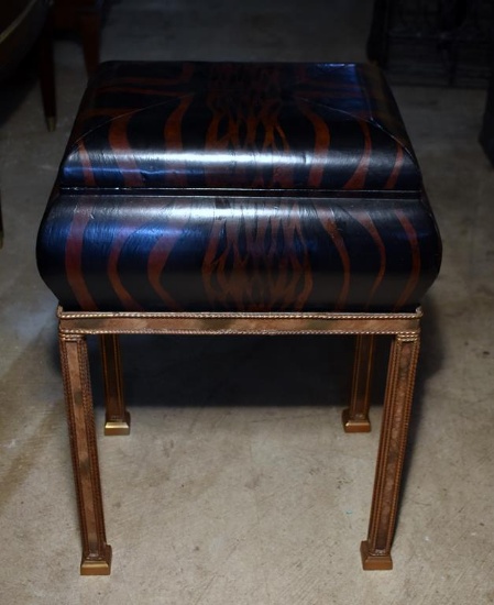 Small Bombe Top Storage Table with Animal Stripe Painted Finish
