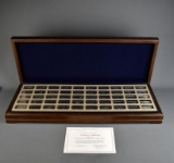 Franklin Mint 1973 Set of Fifty Bankmarked Sterling Silver Ingots w/ Display Frame & Box