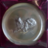 Lincoln Mint 1972 Mother's Day Plate Collie Dogs Sterling Silver Plate w/ Box