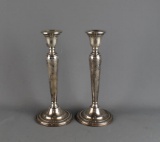 Pair of International Sterling “Courtship” N252 Weighted Sterling Silver Candlesticks