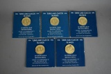 Lot of Five 1975 Turks and Caicos Islands 50 Crowns Gold Coins, Sir Winston Churchill Centenary