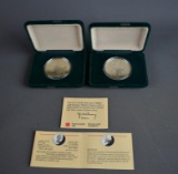 Lot of Two Canada 1988 Calgary Winter Olympics Biathlon Pure Silver Proof Coins w/ Boxes