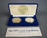 1997 USS Constitution Commemorative 2 Coin Set ( $50 1 Ounce Pure Silver & $5 Cupronickel)