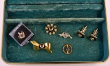 Lot of Masonic / Shriner Pins & Cufflinks w/ Storage Case