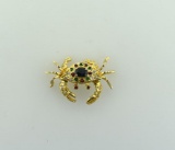 Jeweled Costume Crab Pin w/ Moveable Claw