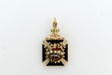 Vintage In Hoc Signo Vinces Knights Templar Masonic Society 1.5” 10K Gold & Diamond Pin,