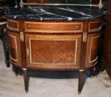 Black Marble Top Demilune Console, Bookmatched Fronts