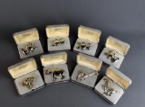 Lot of Eight Sterling Silver Animal/ Flower/ Teddy Bear Pins in Original Gift Boxes