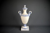 Pretty Blue and White Italian Porcelain Lidded Urn