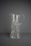 Tall 12” Antique Cut Glass Pitcher