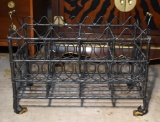 Fine Maitland-Smith Iron & Brass Magazine Rack, Caster Feet