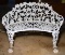 Vintage White Painted Wrought Iron Bench