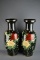 Pair of Large Handpainted Ceramic Vases, 25” H