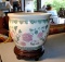 Large Pretty Oriental Cache Pot on Wooden Base