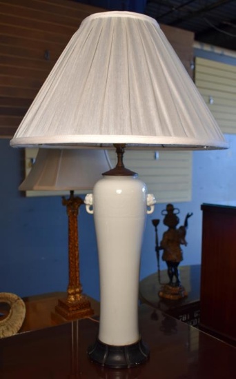 Elegant Vintage Elephant Motif Tall Table Lamp, 32” H