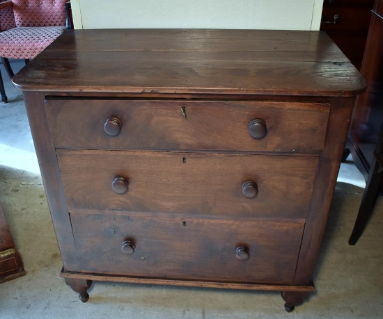 Antique Early 19th Century Sheraton Chest, 3 Drawers
