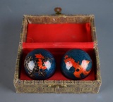 Nice Set of Cloisonne Oriental Hand Exercise Yin Yang Balls