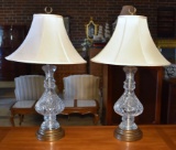 Elegant Pair of Crystal Sideboard Lamps