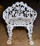 Vintage White Painted Wrought Iron Chair