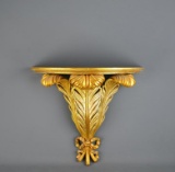 Gorgeous Gilded Wood Wall Sconce with Glass Top Cover, Made in Italy