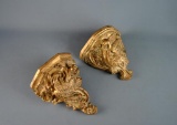 Pair of Gilded Plaster Wall Sconces, 7.5” H