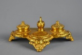 Antique Style Gilt Brass Ink Stand