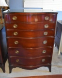 Vintage Mahogany Bow Front Dresser Chest by White Furniture, Glass Top Cover (Lots 17-19 Match)