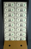 US Treasury Fed Reserve Note 1981 Series B New York, Sheet of 16 in Cardboard Frame