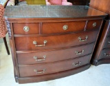 Vintage Mahogany Bow Front Dresser Chest by White Furniture, Glass Top Cover (Lots 24-26 Match)