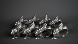 Set of Eight Metal Rabbit Motif Napkin Rings, India