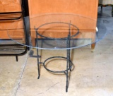 Round Glass Top Table, Metal Base