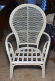 White Rattan Patio Chair (Missing Seat Cushion)