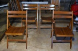 Four Vintage Folding Wooden Chairs