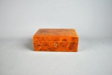 Handsome Burled Wood Box. Leather Bottom, Made in Italy