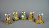 Set of Gianni Benvenuti / Etc. Hand Painted Sculpted Christmas /  Biblical Figures w/ Display Domes