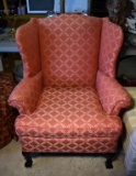 Lovely Red & Gold Wing Chair