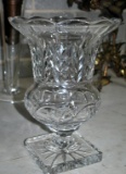 Large Pressed Glass Flower Vase, 12” H