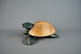 Carved 12” Wooden Sea Turtle with Removable Shell