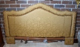 Beautiful Gold Damask Upholstered King Size Bed Headboard & Metal Frame