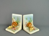 Pair of Pretty Ceramic Seashell Themed Bookends