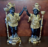 Pair of Bronzed & Black Metal Blackamoor Candle Holders, 16” H