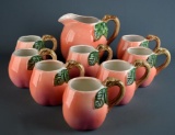 Vintage Peach Themed Ceramic Pitcher & Mug Set