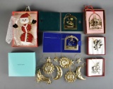 Lot of 12 Collectible Christmas Ornaments: Bombay Co., Dansk, SC Ornam. of Hope, Biltmore Estate