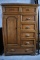 Handsome Vintage Dixie Furniture Oak Tall Chest with 7 Drawers and Interior Shelves