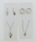 Lot of 4 Sterling Silver Jewelry Items: Matching Pendant Necklace (18“ L) & Earrings, Heart Necklace