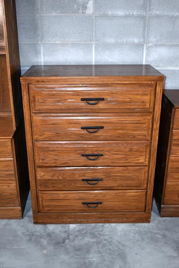 Quality “Ranch Oak” by Brand Furniture Bedroom Five Drawer-Chest